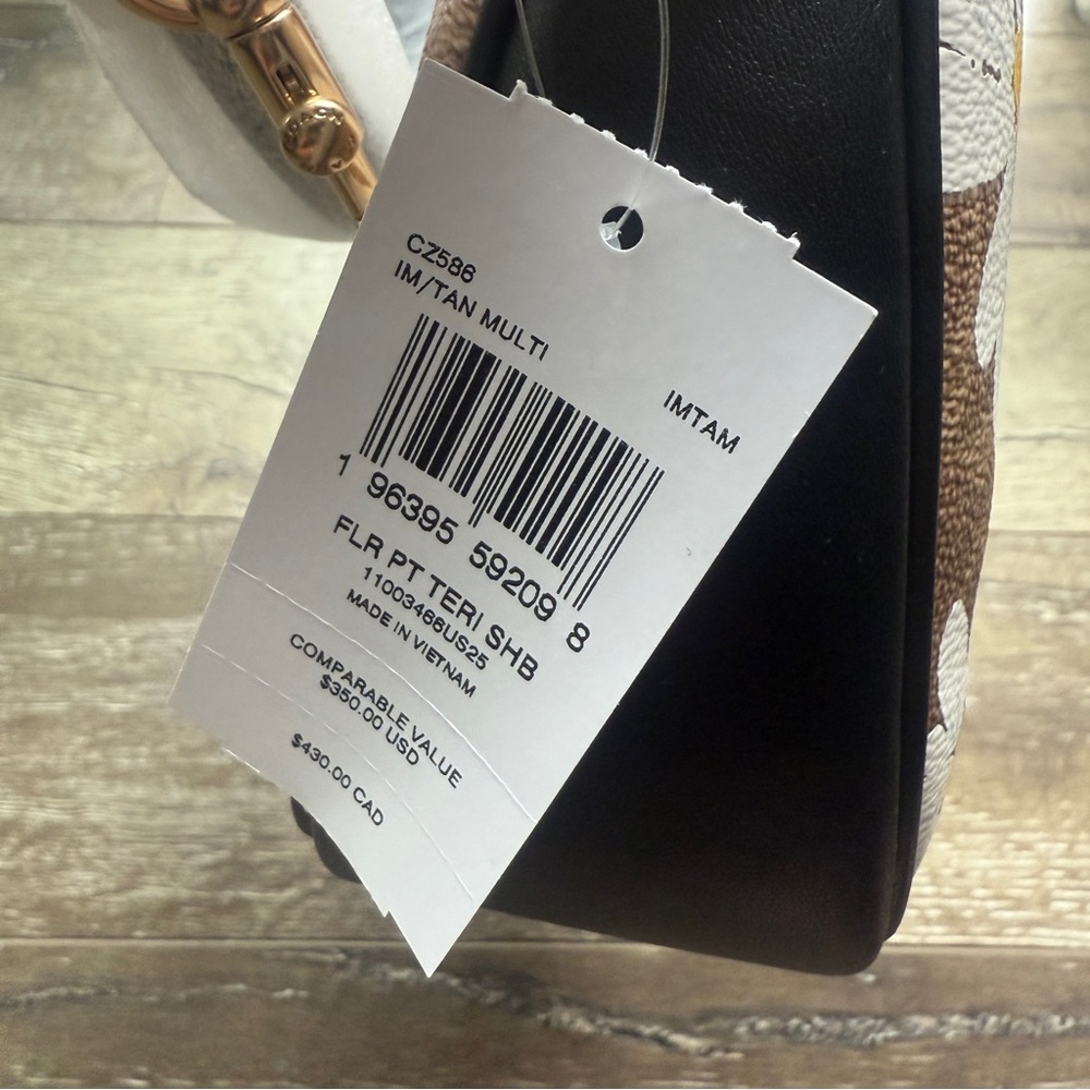 Coach Teri Shoulder Bag In Signature Canvas With Floral Print Plus Chain cz586 - Picture 8 of 9